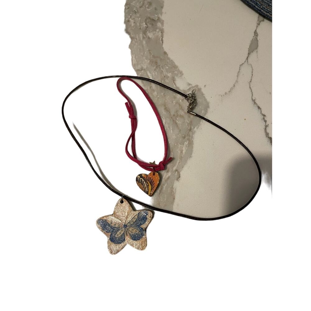 HANDMADE Choker Necklace & Bracelet Painted Wood